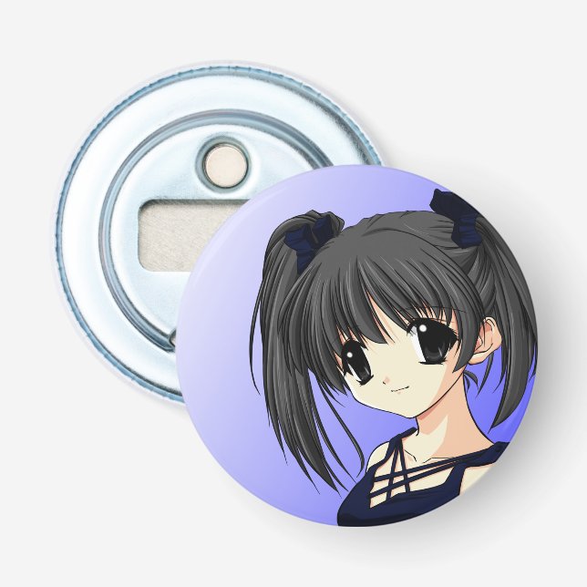 Anime Girl Fridge Magnet Bottle Opener (Front)