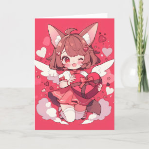 Anime Girl Funny Kawaii Love Holiday Card