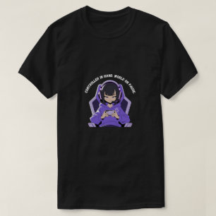 Anime Girl Gamer Purple Gaming Art T-Shirt