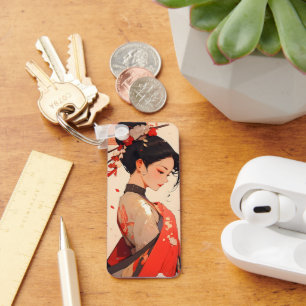 Anime Girl Geisha Key Ring