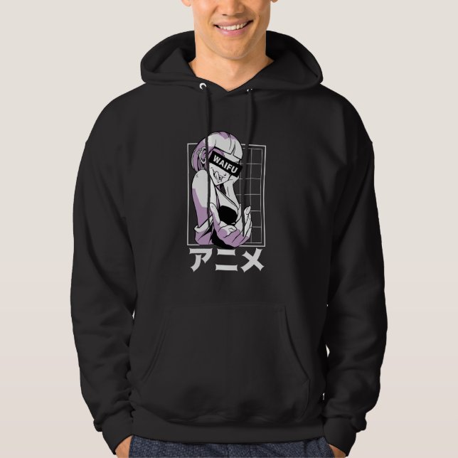 Anime Girl Gothic Aesthetic Waifu 90s Hoodie (Front)
