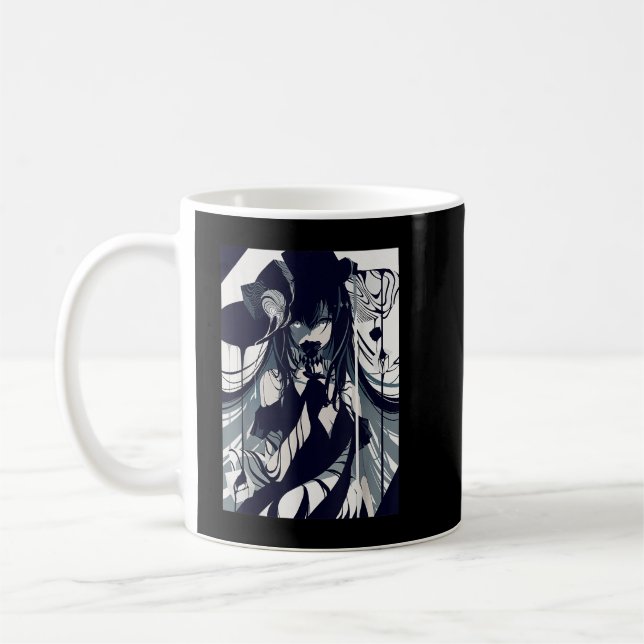 Anime Girl Gothic Aesthetic Waifu Grunge Horror Ma Coffee Mug (Left)