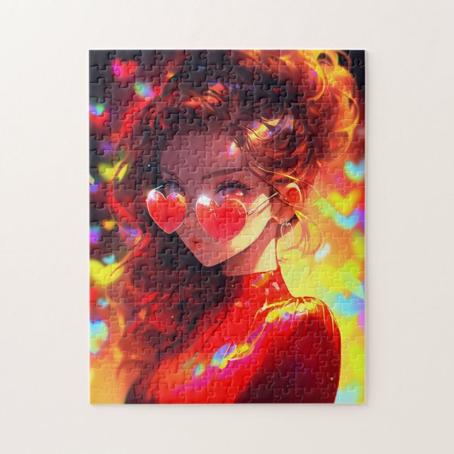 Anime Girl Hearts Jigsaw Puzzle (Vertical)