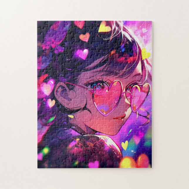 Anime Girl Hearts Jigsaw Puzzle (Vertical)