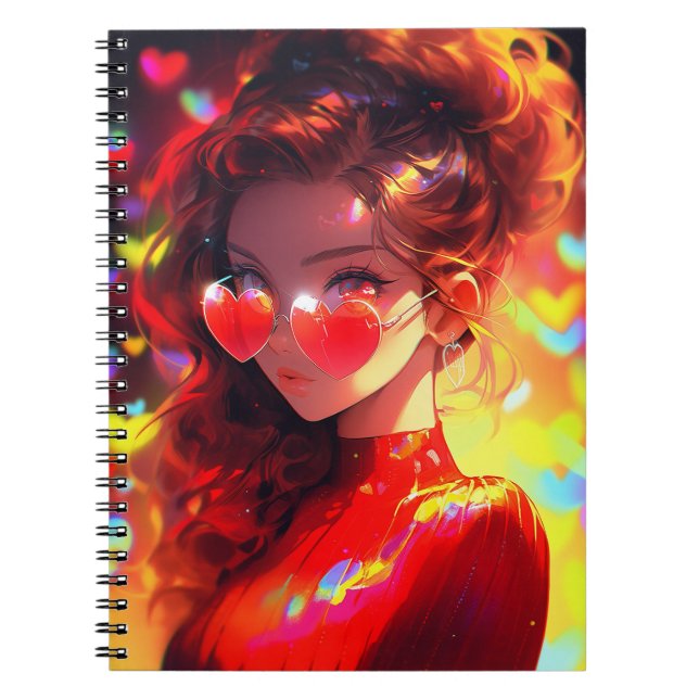 Anime Girl Hearts Notebook (Front)