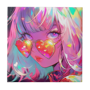 Anime Girl Hearts Tile
