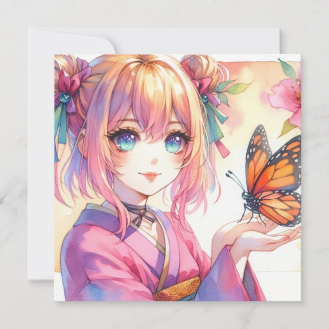 Anime Girl Holding a Butterfly (Front)