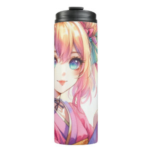 Anime Girl Holding a Butterfly Thermal Tumbler