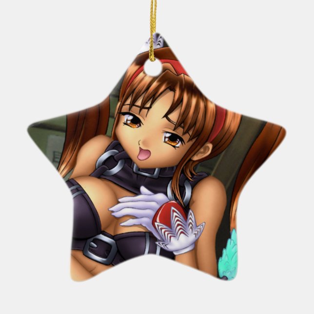 Anime Girl - Honey Ceramic Tree Decoration (Front)