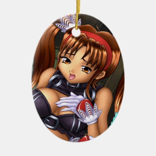Anime Girl - Honey Ceramic Tree Decoration (Front)