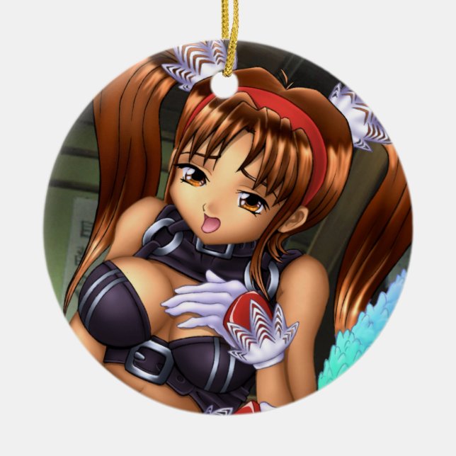Anime Girl - Honey Ceramic Tree Decoration (Front)