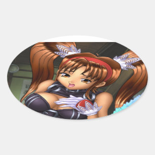 Anime Girl - Honey Oval Sticker