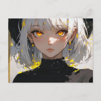 Anime girl in black outfit, postcrossing postcard