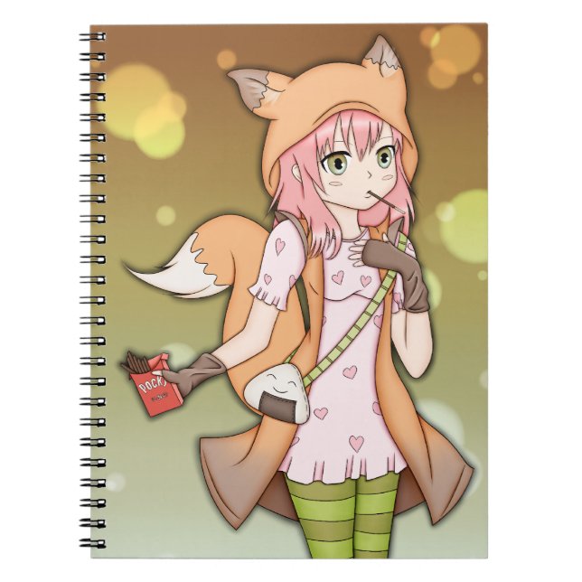Anime Girl in Fox Cosplay Notebook (Front)
