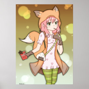Anime Girl in Fox Cosplay Poster