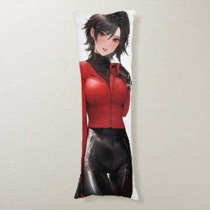 Anime Girl in Leather Body Cushion