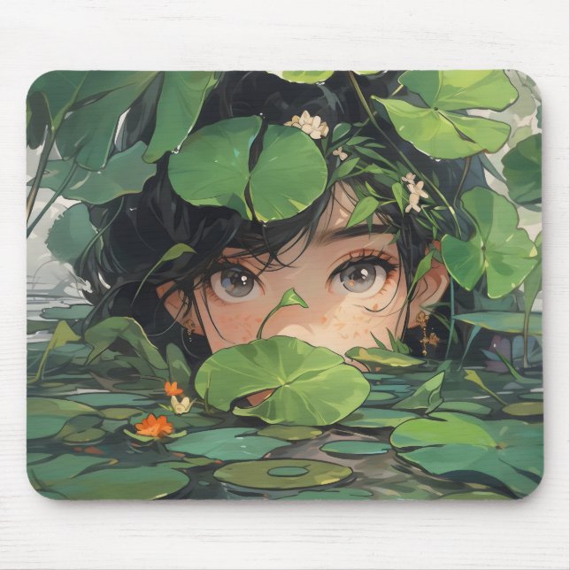 Anime Girl in Pond Mouse Mat (Front)