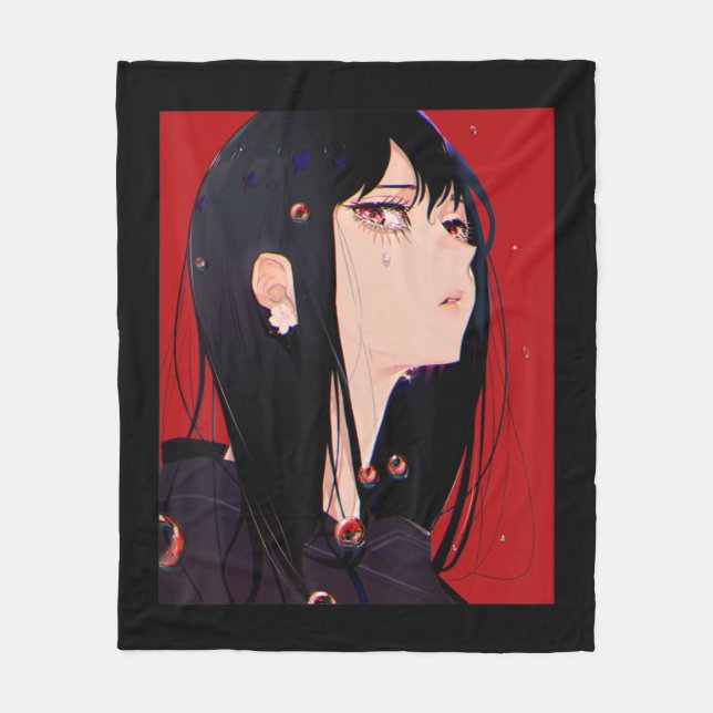 Anime Girl Kawaii Waifu Aesthetic Japanese Manga O Fleece Blanket (Front)