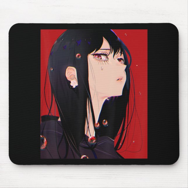 Anime Girl Kawaii Waifu Aesthetic Japanese Manga O Mouse Mat (Front)