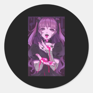 Anime Girl Kawaii Waifu Aesthetic Japanese Otaku 8 Classic Round Sticker