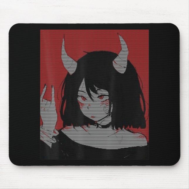 Anime Girl Kawaii Waifu Aesthetic Japanese Otaku  Mouse Mat (Front)