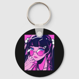 Anime Girl Kawaii Waifu Pink Aesthetic Japanese Ot Key Ring