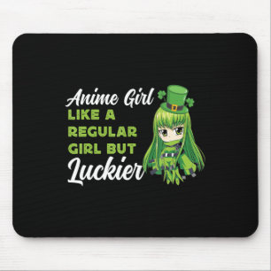 Anime Girl Like A Regular Girl But Luckier St Patr Mouse Mat