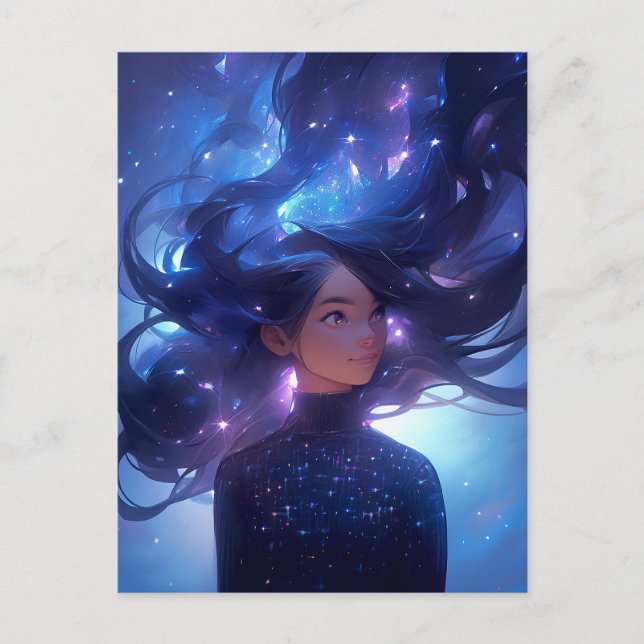 Anime Girl Made Of Stars Postcard (Front)