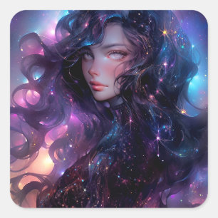 Anime Girl Made Of Stars Square Sticker