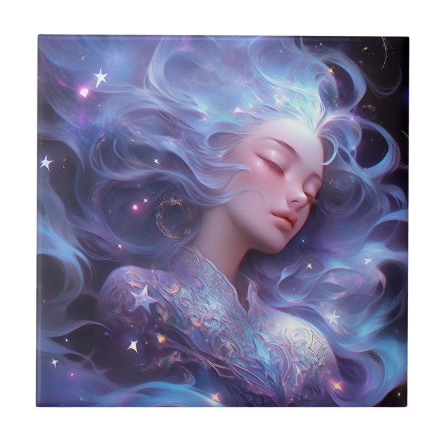 Anime Girl Made Of Stars Tile (Front)