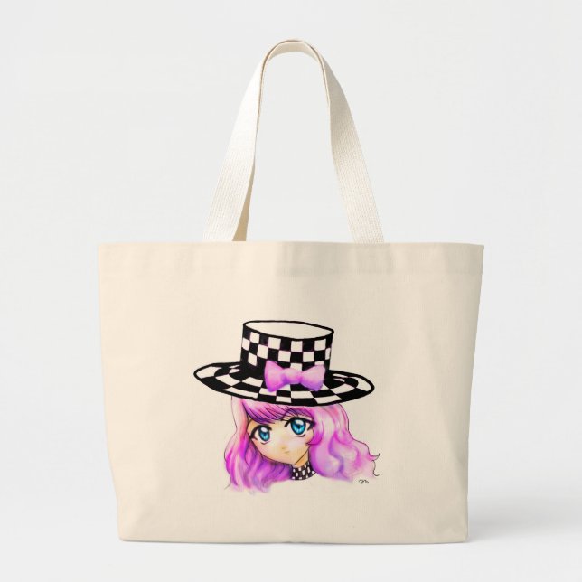 Anime Girl Manga Punk Lolita Harajuku Gothic Style Large Tote Bag (Front)