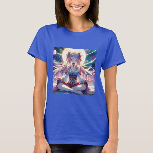 Anime Girl Meditating Spiritual T-Shirt (Front)