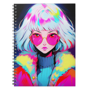 Anime Girl Modern Colourful Art Notebook