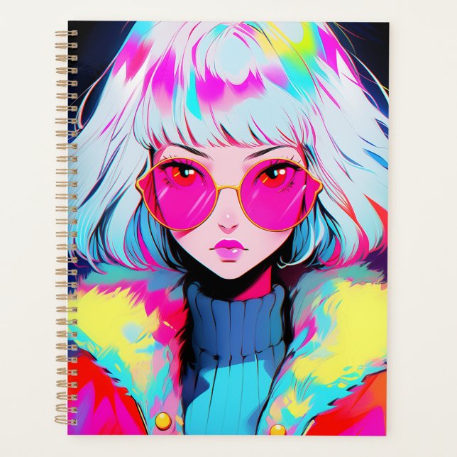 Anime Girl Modern Colourful Art Planner (Front)