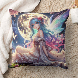 Anime Girl Moon Fairy Princess in Garden Cushion