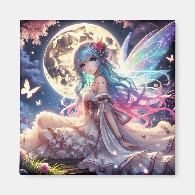 Anime Girl Moon Fairy Princess in Garden Magnet (Front)