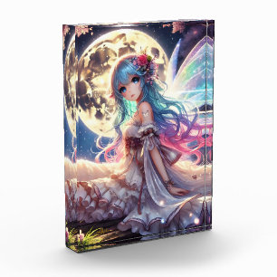 Anime Girl Moon Fairy Princess in Garden Photo Block