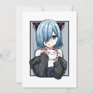Anime Girl Neko Catgirl Pastel Kawaii Cat Manga Ja Invitation