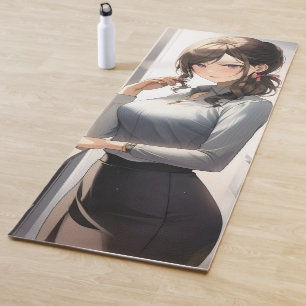 Anime Girl Office Worker Yoga Mat