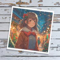 Anime Girl on Christmas or New Year's Eve