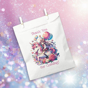 Anime Girl on Unicorn Birthday Personalised Favour Bags