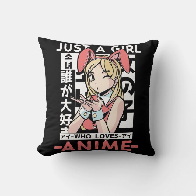 Anime Girl Otaku Teen Japanese Comic Fan Cushion (Front)