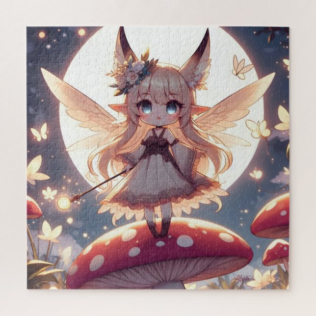 Anime Girl Pixie Hippie Moon Fairy Jigsaw Puzzle (Vertical)