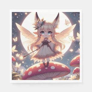 Anime Girl Pixie Hippie Moon Fairy Napkin