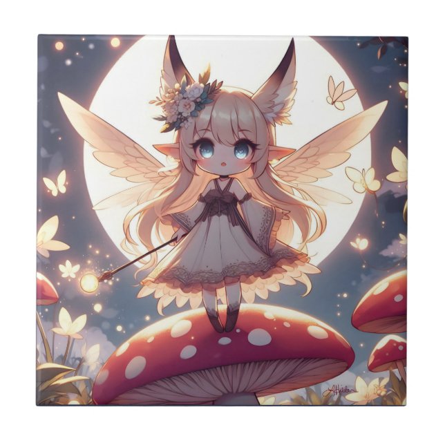 Anime Girl Pixie Hippie Moon Fairy Tile (Front)