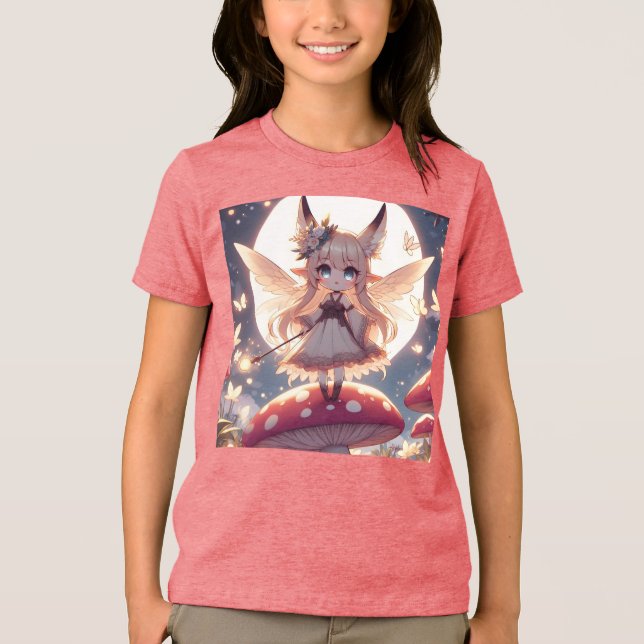Anime Girl Pixie Hippie Moon Fairy Tri-Blend Shirt (Front)