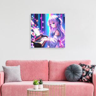 Anime Girl Playing Piano   Canvas Print