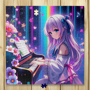 Anime Girl Playing Piano   Jigsaw Puzzle