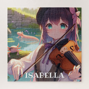 Anime Girl Playing the Violin Personalised Jigsaw Puzzle