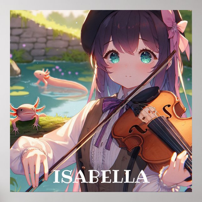 Anime Girl Playing the Violin Personalised Poster (Front)